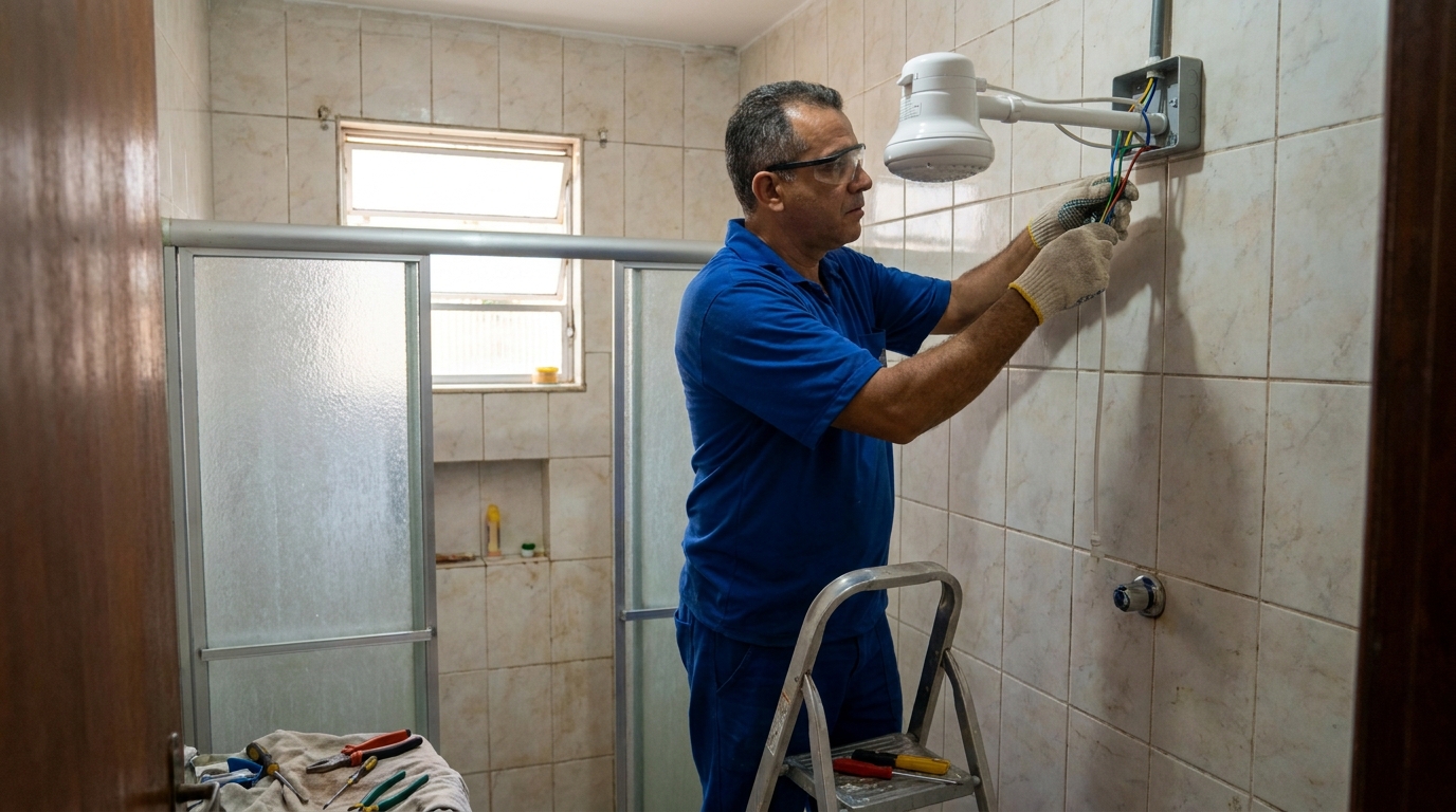 Substituição de Chuveiro Antigo em Palmas‑TO